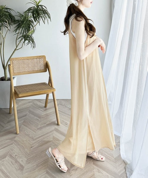 動くたび、軽やかフェミ二ティ。2wayシアーレイヤードキャミワンピース ce0940173