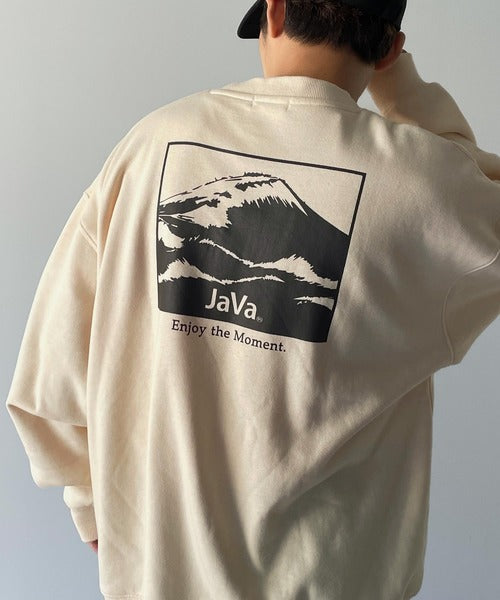 《Javaジャバコラボ》さりげない存在感。ミックス見えバックプリント裏起毛スウェット jv1219010