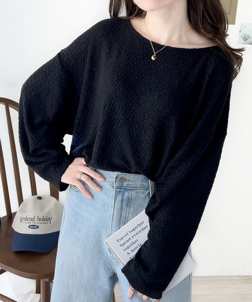 大人の上品シルエット。シャーリング長袖Tシャツ ce1260183