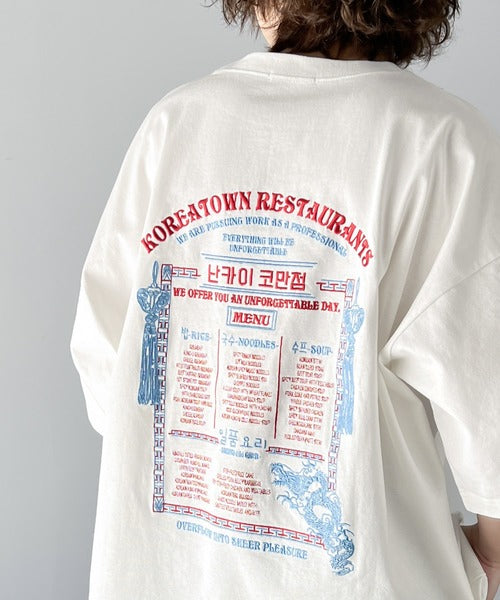 《Javaジャバコラボ》【sustaina+】韓国レシピ刺繍で気分上々。綿100％ビッグシルエットTシャツ jm1050170