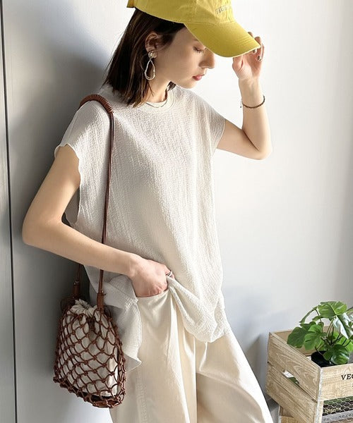 《JaVa ジャバコラボ》大人の魅力。フレンチスリーブシンプルカットソー jv1110036