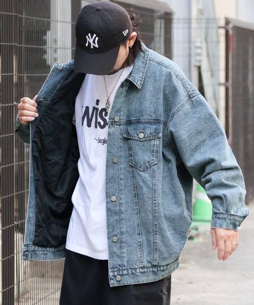 《JAVAジャバコラボ》ゆるっとラフシルエット 裏キルティングBigデニムJK jm1010201