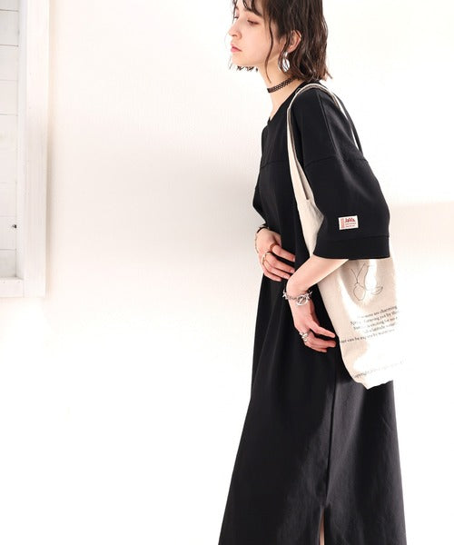 《JaVa ジャバコラボ》綿100％、ゆるっと楽ちん。サイドスリットロングワンピース cl7019
