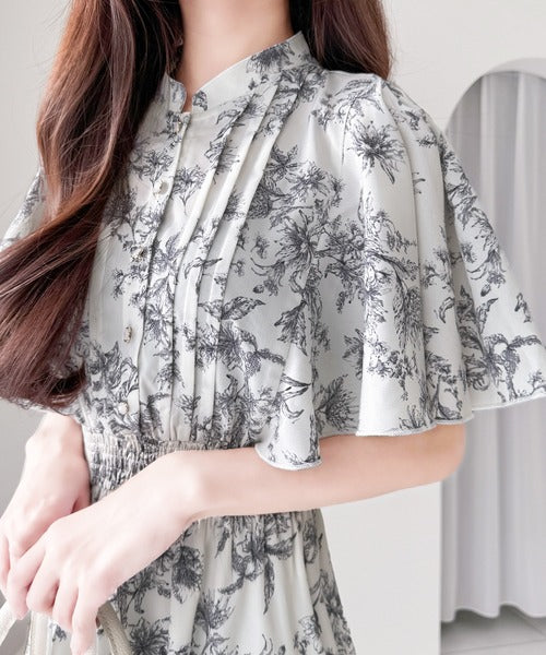 【mily bilet】大人ガーリー。花柄フレア袖ワンピース mi1139018