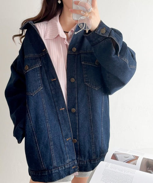 《Javaジャバコラボ》ゆるっとラフシルエット 裏キルティングBigデニムJK jv1010201