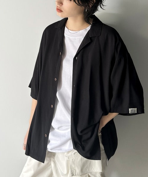 《JaVa ジャバコラボ》大人の遊び心。柄開襟シャツ jv1219002