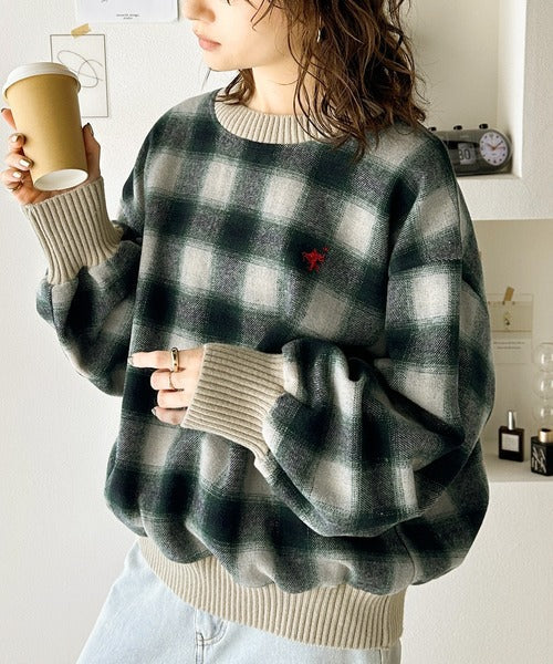 レトロチェック気分♪胸刺繍入りオンブレチェックPO ce1010261