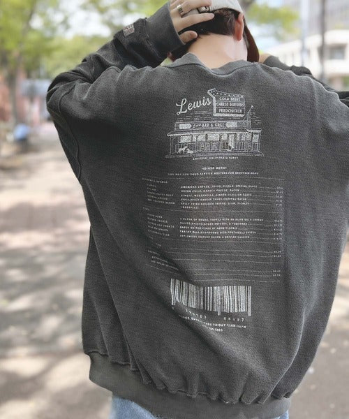 《Javaジャバコラボ》ヴィンテージ感漂う大人の銘品。ダイナープリントリバース使い裏毛スウェット jv1029035
