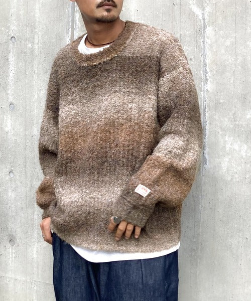 《Javaジャバコラボ》大人配色グラデーションクルーネックニット jv1219006