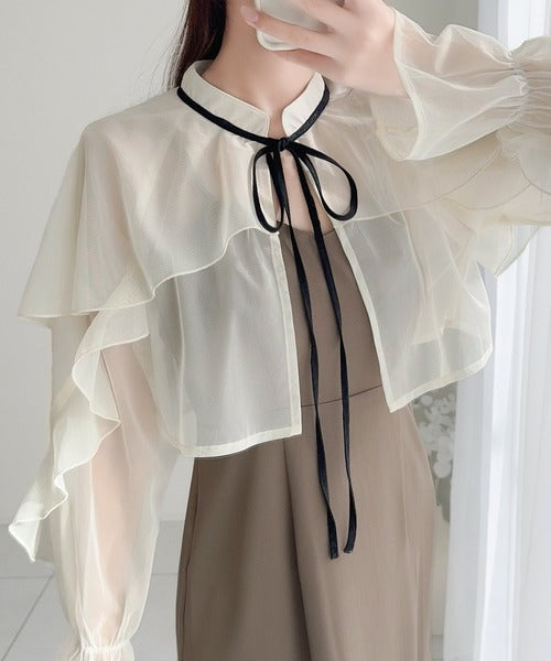 【mily bilet】セットアップで華やかスタイル。チュールケープボレロ付きマーメイドキャミワンピース mi1139025