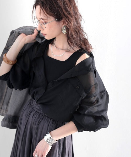 きらり、光沢感。ゆったりシアーシャツ ce0960051