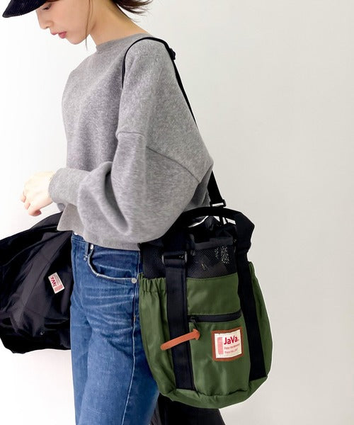 《JaVaジャバ コラボ》ころんと可愛い。2wayアウトドア巾着メッシュバッグ jv1159001
