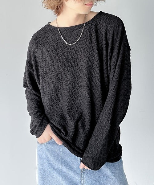 上品ながらもラフに着れる一枚。シャーリング長袖Tシャツ cms1260183