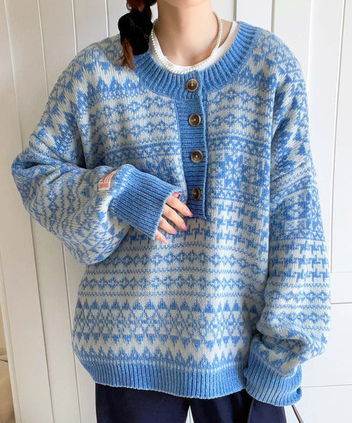 《Javaジャバコラボ》ふんわり、クセになる肌触り。2wayモールジャガードバックヘンリーニット jv1020120