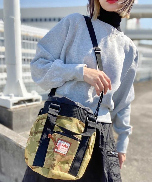 《JaVaジャバ コラボ》ころんと可愛い。2wayアウトドア巾着メッシュバッグ jv1159001
