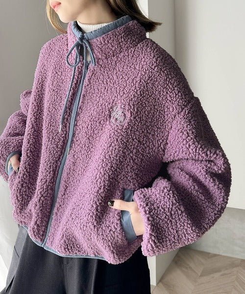 《JAVAジャバ 別注》もこもこ愛らしさ。短丈配色ボアブルゾン jv1010234