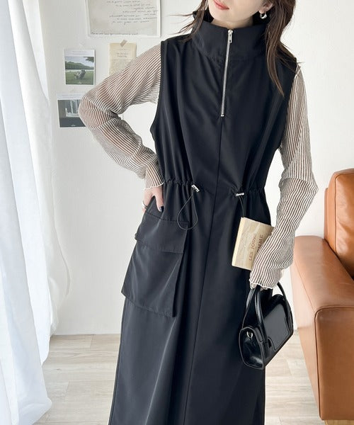 《Javaジャバコラボ》大人の高見えitem。ハーフジップドロストワンピース jv0940181