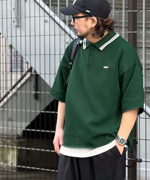 《JaVaジャバ コラボ》大人のスポーティー。超軽量襟ラインニットポロ jv1029017