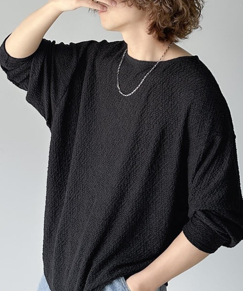 上品ながらもラフに着れる一枚。シャーリング長袖Tシャツ cms1260183