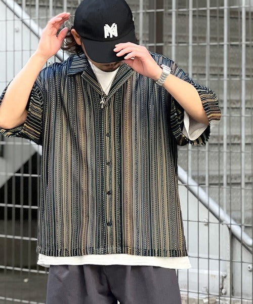 《JaVa ジャバコラボ》大人の上級見え。レース開襟シャツ jv1029009