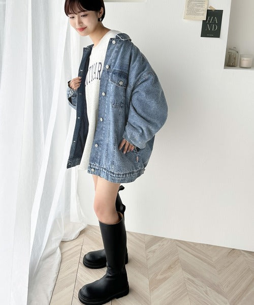 《Javaジャバコラボ》ゆるっとラフシルエット 裏キルティングBigデニムJK jv1010201