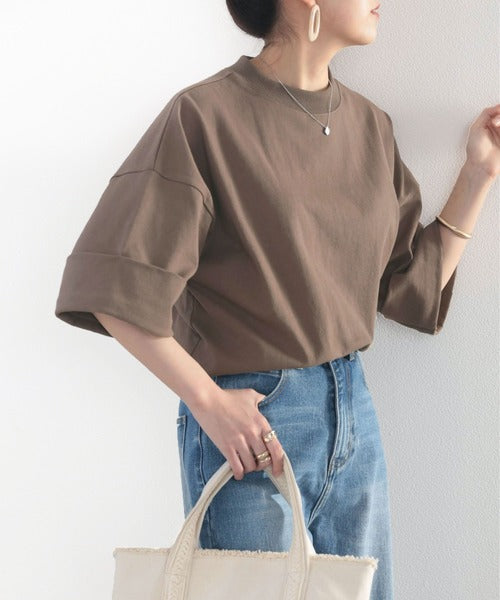 ゆるっとカジュアル。ミドル丈無地クルーネックビッグTシャツ（半袖） cl7018