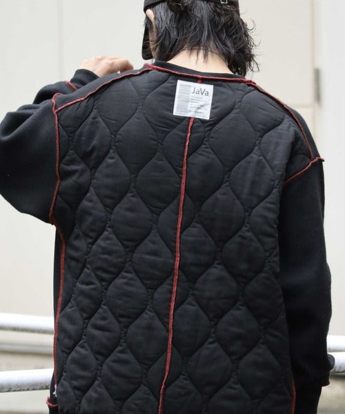 《Java ジャバコラボ》ユニセックス2wayリバーシブル裏起毛×キルティング切替プルオーバー jm1050102