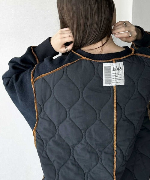 《Java ジャバコラボ》2wayリバーシブル裏起毛×キルティング切替プルオーバー jv1050102