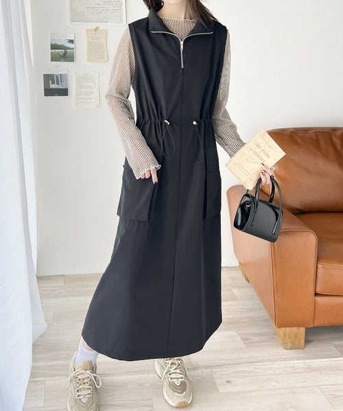 《Javaジャバコラボ》大人の高見えitem。ハーフジップドロストワンピース jv0940181