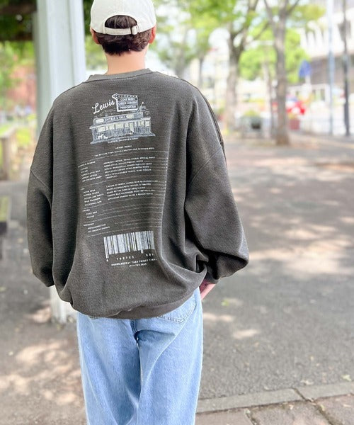 《Javaジャバコラボ》ヴィンテージ感漂う大人の銘品。ダイナープリントリバース使い裏毛スウェット jv1029035