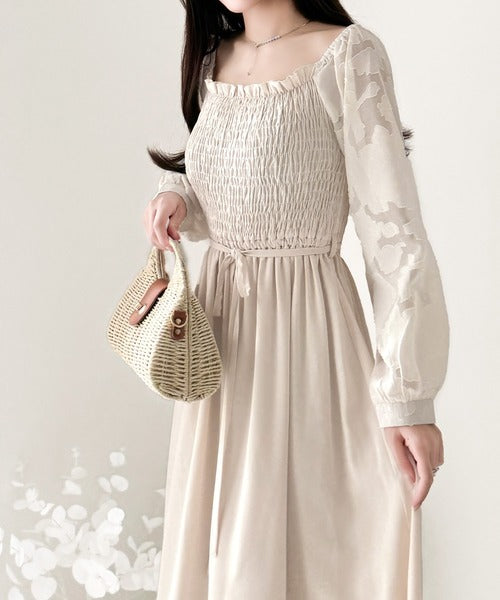 【mily bilet】一枚で大人レディstyle。ショルダー2way袖シアージャガードワンピース mi1139029