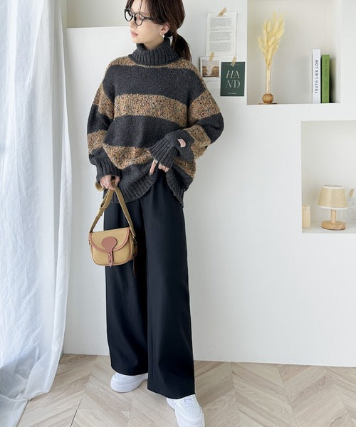 《Javaジャバコラボ》存在感のある旬なitem。カラーネップタートルネックボーダーニット jv1020119