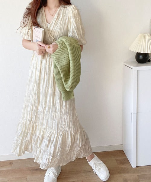 【mily bilet】上品に肌魅せ。シアージャガード花柄クリンクルワンピース mi1139019
