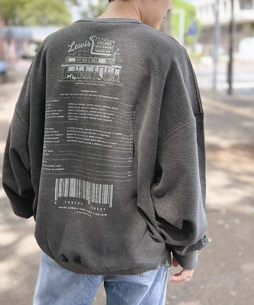 《Javaジャバコラボ》ヴィンテージ感漂う大人の銘品。ダイナープリントリバース使い裏毛スウェット jv1029035