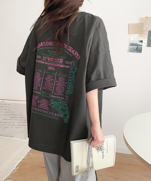 《Javaジャバコラボ》【sustaina+】バック刺繍で抜かりなくキマる。綿100％レシピ刺繍ビッグTシャツ jv1050170