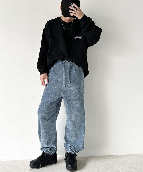 《Javaジャバコラボ》絶妙な抜け感をプラス。セットアップが楽しめるJAVA刺繍ヴィンテージベロアパンツ jm1050094