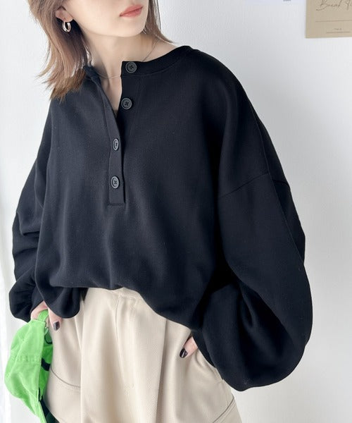 《Javaジャバコラボ》スポーティムードが今気分  2way立体刺繍バックヘンリー裏起毛PO jv1260014
