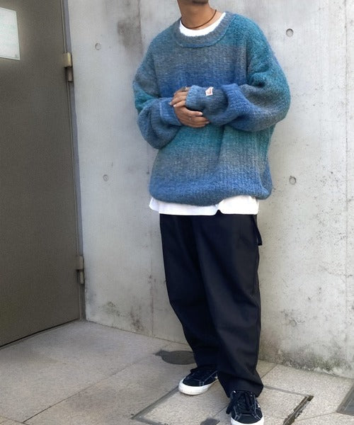《Javaジャバコラボ》大人配色グラデーションクルーネックニット jv1219006