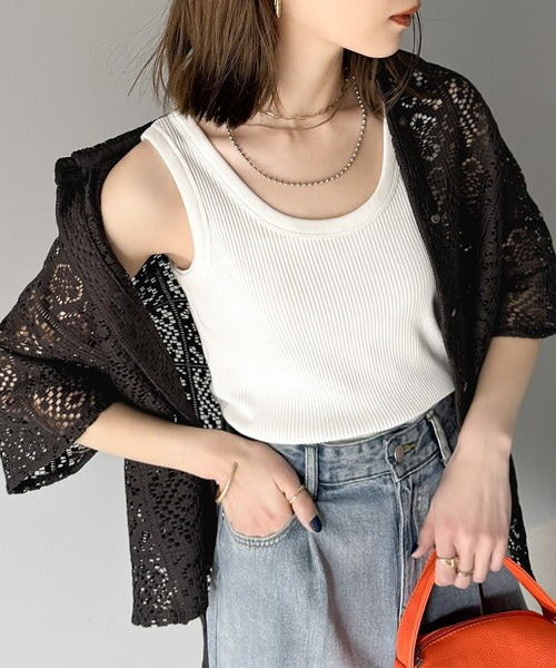 《JAVAジャバ 別注》クールにキマル。ブロックレースブラウス jm1110038