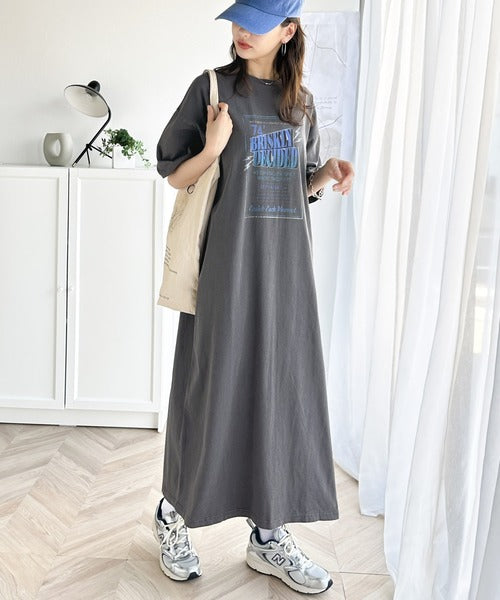 《Javaジャバコラボ》大人のラフスタイル。綿100%ピグメント加工グラフィックワンピース jv1050150
