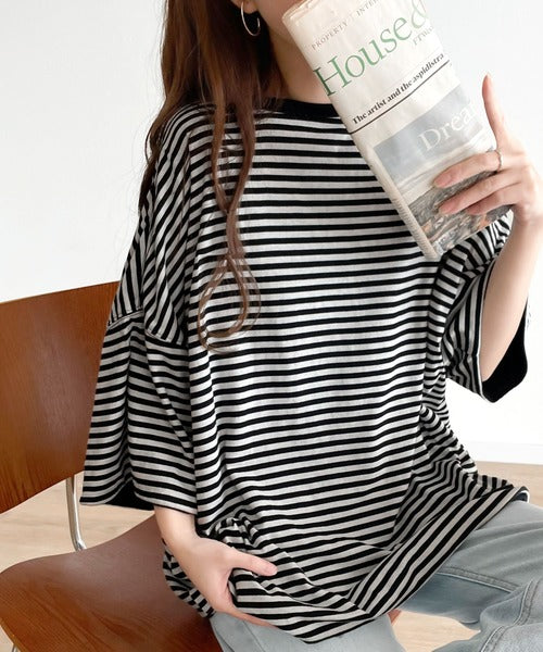 プラスワンでトレンド感UP。綿100%胸刺繍リバーシブルTシャツ ce1050179