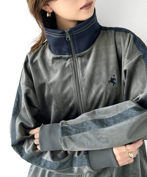 大人の旬スタイル！胸刺繍ベロアトラックジャケット ce1260042