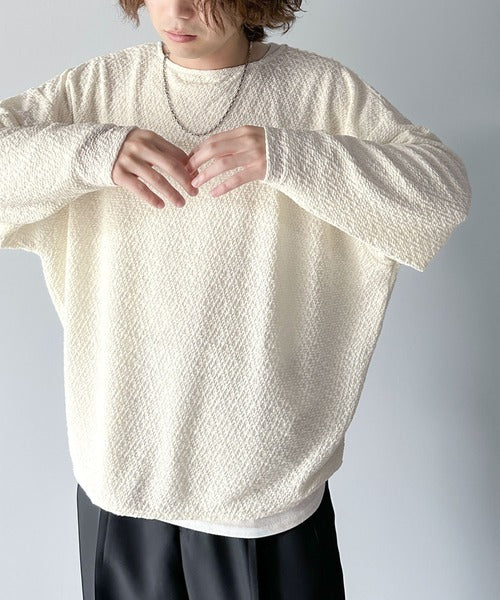 上品ながらもラフに着れる一枚。シャーリング長袖Tシャツ cms1260183