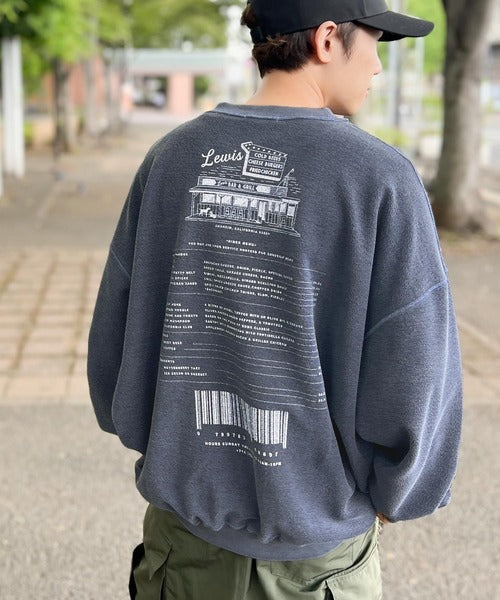 《Javaジャバコラボ》ヴィンテージ感漂う大人の銘品。ダイナープリントリバース使い裏毛スウェット jv1029035