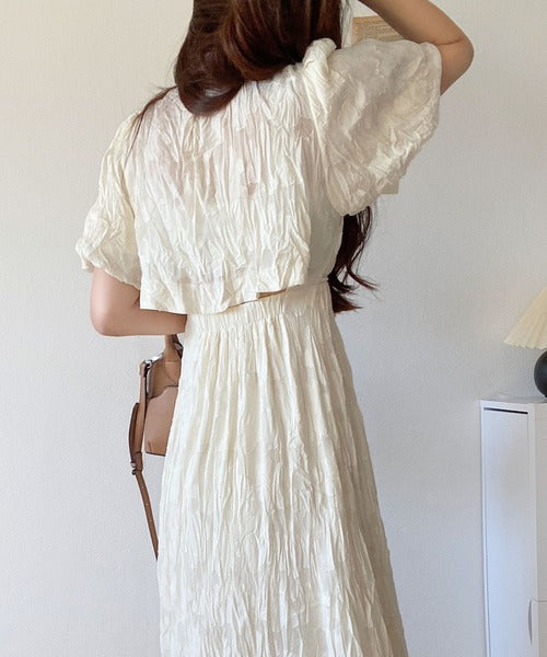 【mily bilet】上品に肌魅せ。シアージャガード花柄クリンクルワンピース mi1139019