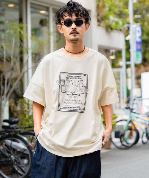 《Javaジャバコラボ》【sustaina+】大人の抜け感。オーガニックコットン混　綿100％前後2wayステッチ刺繍半袖Tシャツ jm1050136