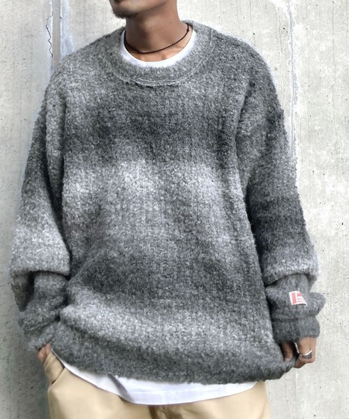 《Javaジャバコラボ》大人配色グラデーションクルーネックニット jv1219006