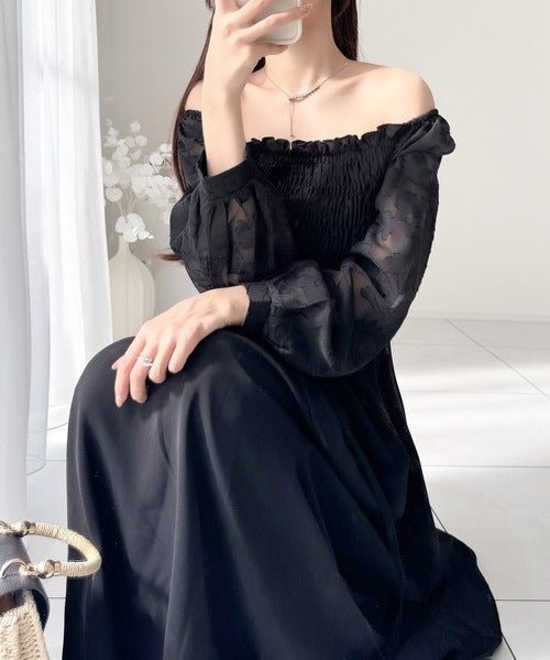 【mily bilet】一枚で大人レディstyle。ショルダー2way袖シアージャガードワンピース mi1139029