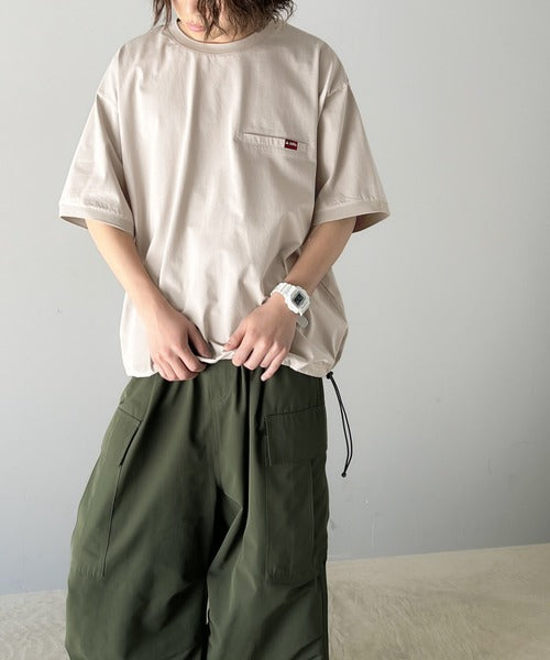 《Javaジャバコラボ》綿100％。大人のこなれカジュアル。シルケット素材裾ドロストオーバーサイズTシャツ jm1050157