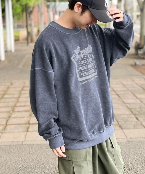 《Javaジャバコラボ》ヴィンテージ感漂う大人の銘品。ダイナープリントリバース使い裏毛スウェット jv1029035